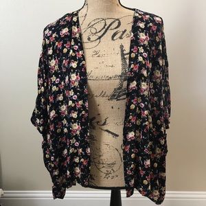 Floral open poncho